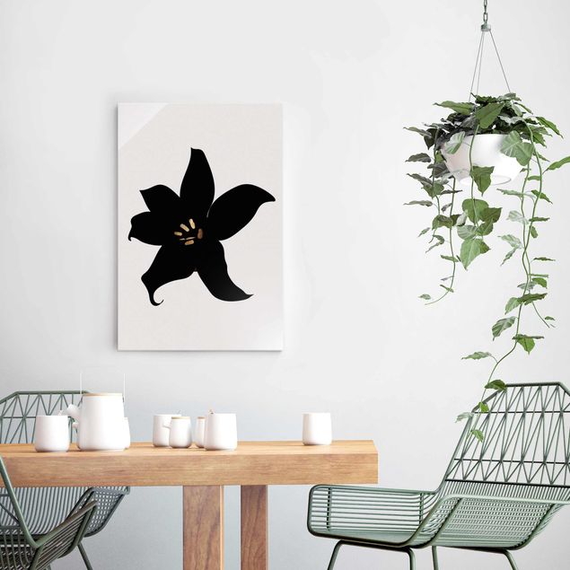 Obraz storczyk na szkle Graficzny świat roślin - Orchidea czarno-złota
