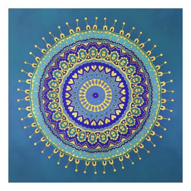 Obrazy nowoczesny Mandala Niebieski Złoto