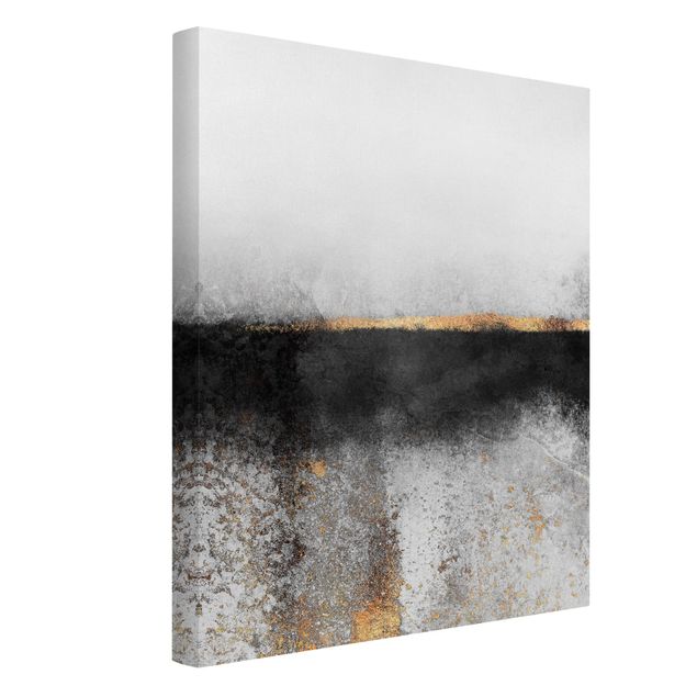 Obrazy nowoczesny Abstrakcja Złoty horyzont czarno-biały