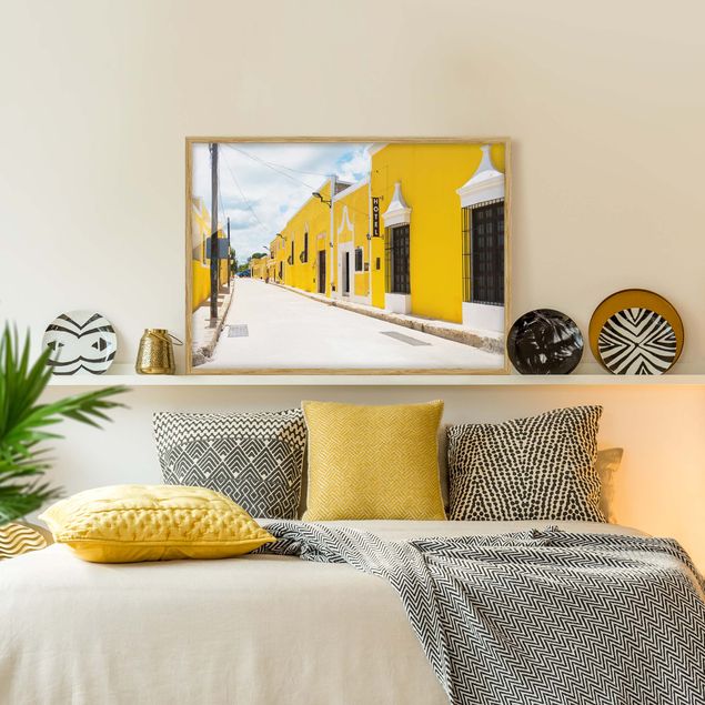 Obrazy w ramie do korytarzu Miasto w kolorze żółtym