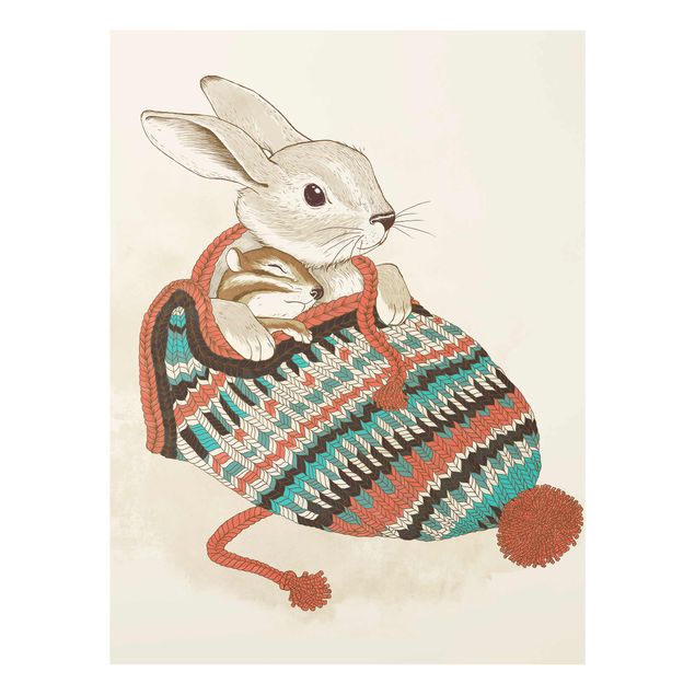 Obrazy do salonu Ilustracja przedstawiająca króliczka w czapce