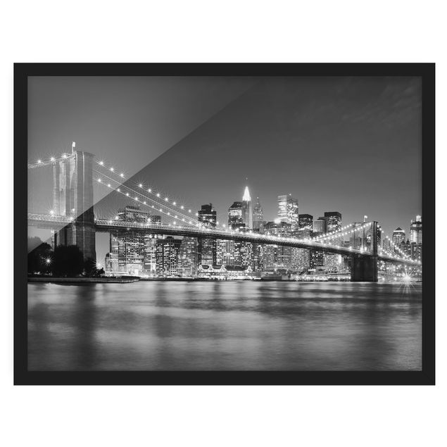 Obrazy w ramie do łazienki Most Manhattan nocą II