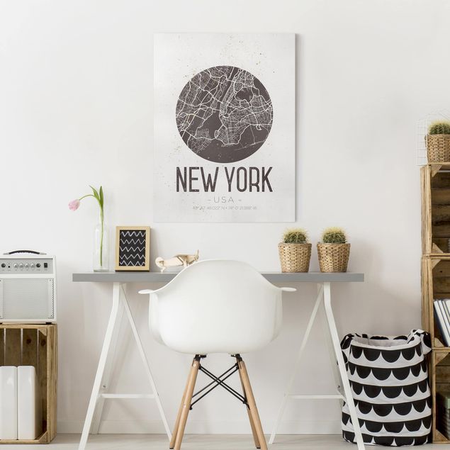 Obrazy nowoczesne Mapa miasta Nowy Jork - Retro