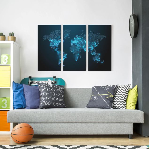 Obrazy nowoczesne Połączony świat Mapa świata