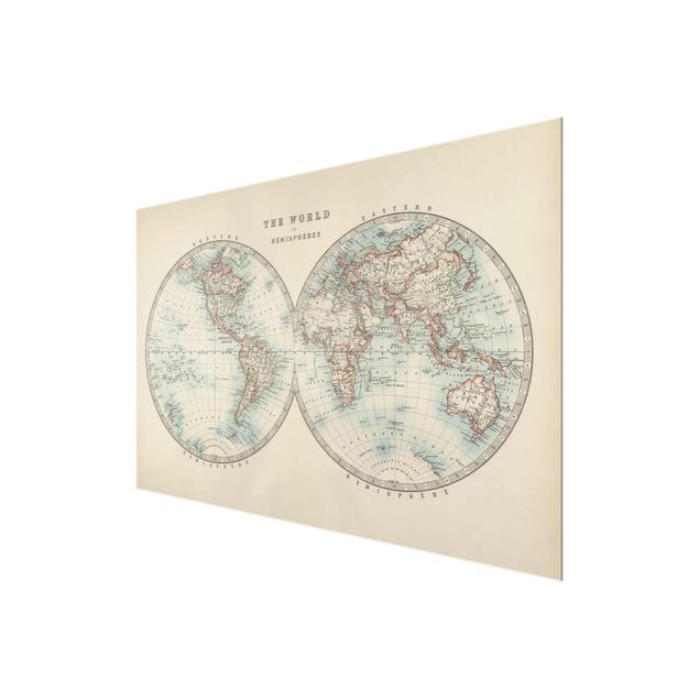 Obrazy vintage Mapa świata w stylu vintage Dwie półkule