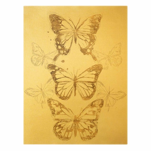 Obrazy na płótnie Kompozycja motyla w złocie I