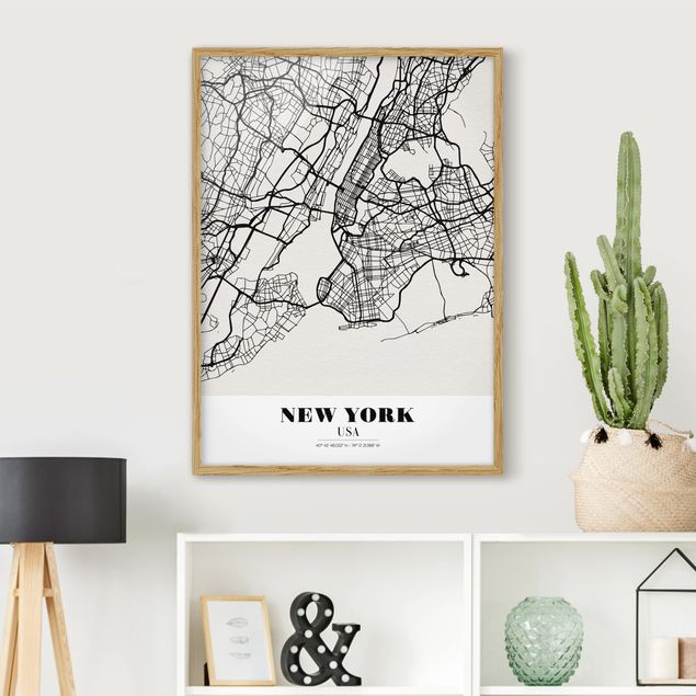 Obrazy Nowy Jork Mapa miasta Nowy Jork - Klasyczna