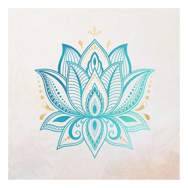 Obrazy duchowość Lotus Ilustracja mandali złoto niebieski