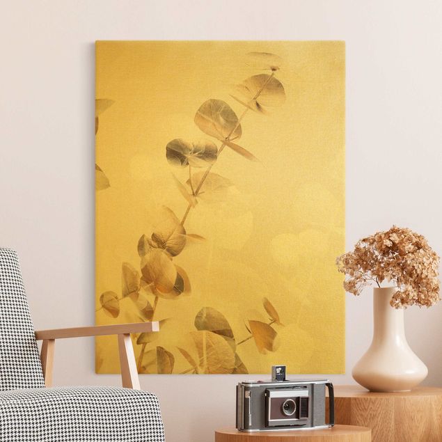 Obrazy motywy kwiatowe Złote gałązki eukaliptusa z białą I
