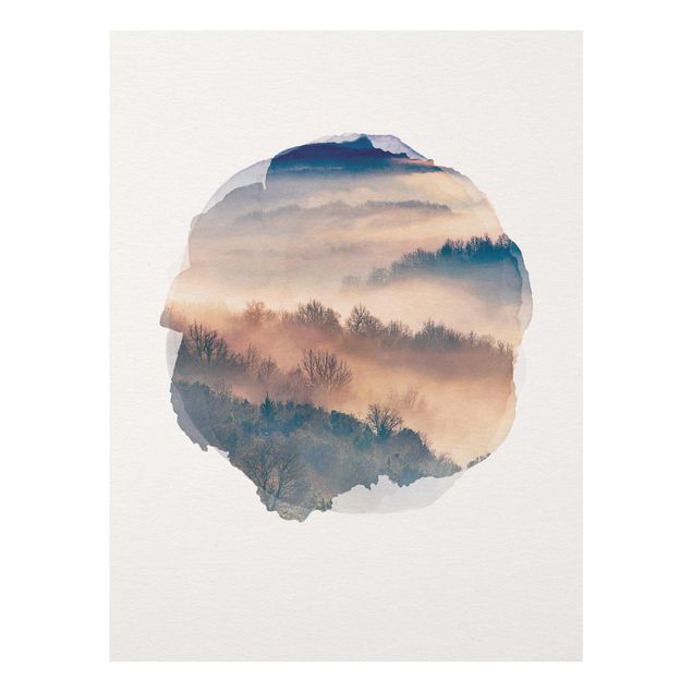 Obrazy do salonu Akwarele - Mgła o zachodzie słońca