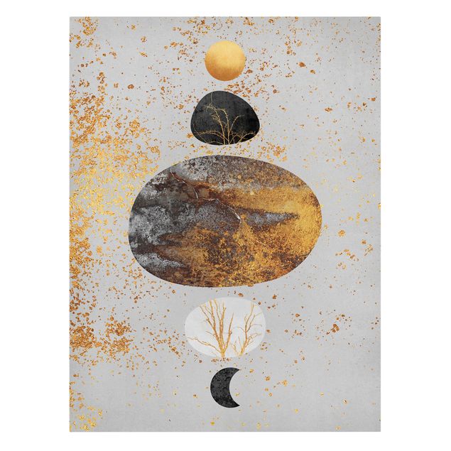 Obrazy na płótnie abstrakcja Słońce i księżyc w złotym połysku