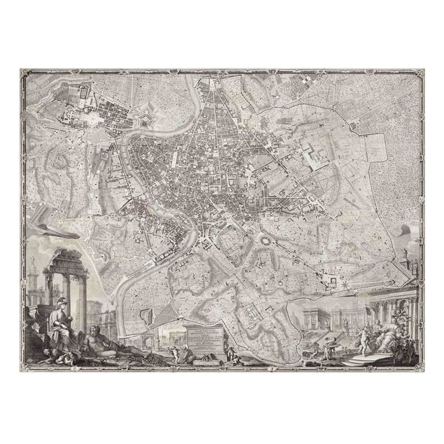 Vintage obrazy Mapa miasta w stylu vintage Rzymu