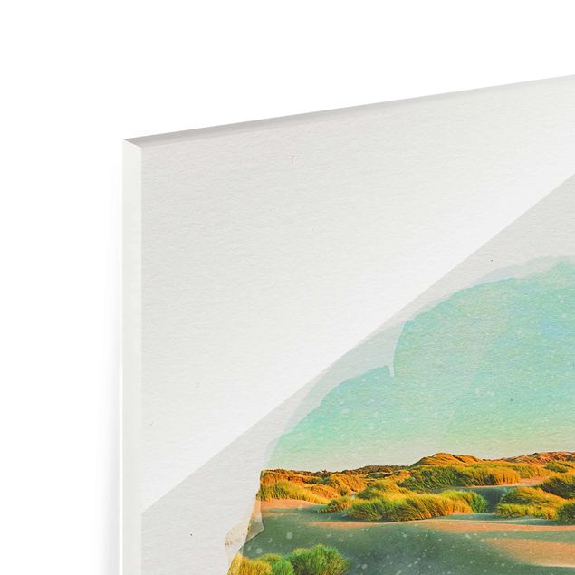 Obrazy na szkle plaża Akwarele - Wydmy i trawy nad morzem