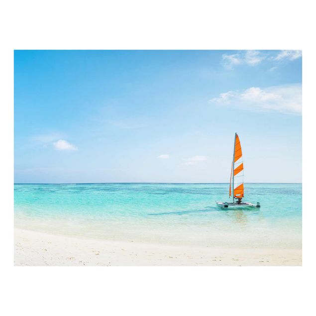 Obrazy na szkle plaża Katamaran na Oceanie Indyjskim