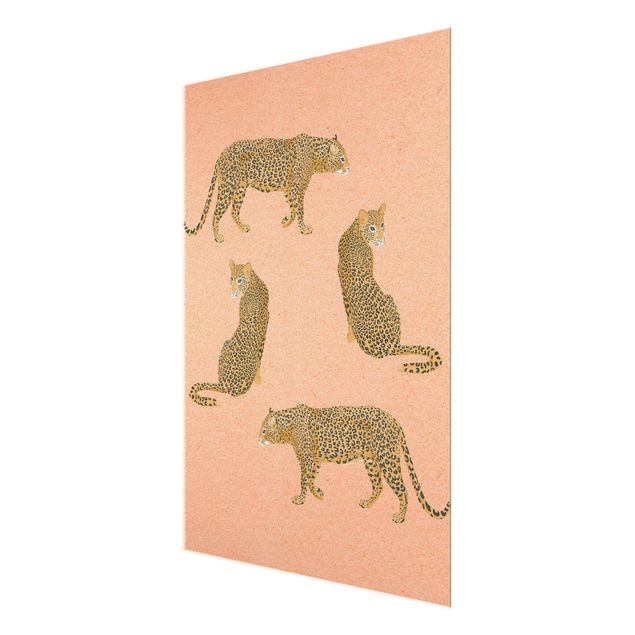 Obrazy na szkle zwierzęta Ilustracja Leopard Różowe malarstwo