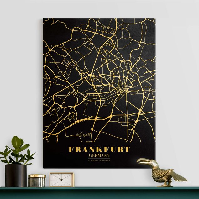 Dekoracja do kuchni Mapa miasta Frankfurt - Klasyczna czerń