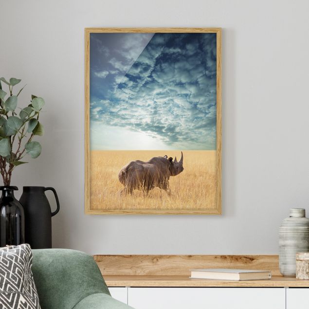 Obrazy w ramie krajobraz Nosorożec w Sawannie