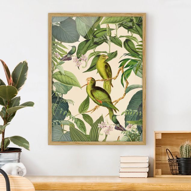 Dekoracja do kuchni Kolaże w stylu vintage - Papugi w dżungli