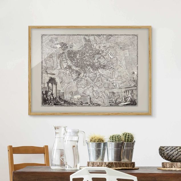 Dekoracja do kuchni Mapa miasta w stylu vintage Rzymu