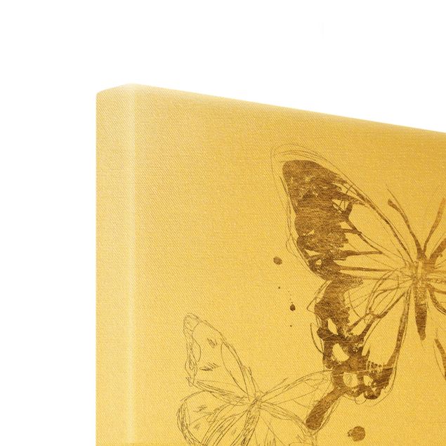 Złoty obraz na płótnie - Kompozycja motyla w złocie I
