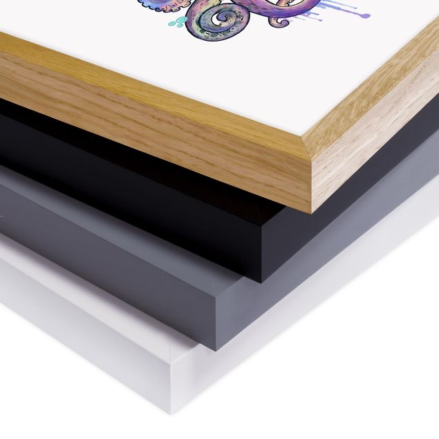 Obrazy w ramie do kuchni Ilustracja Ośmiornica purpurowy turkusowy obraz