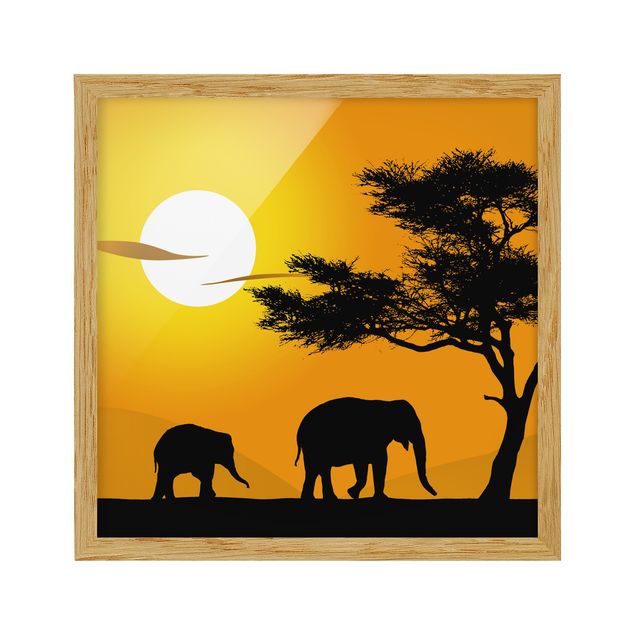 Obrazy w ramie do korytarzu Spacer na słoniach afrykańskich
