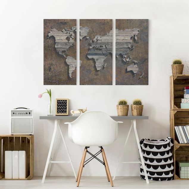 Obrazy przemysł Mapa świata z rdzą drewna