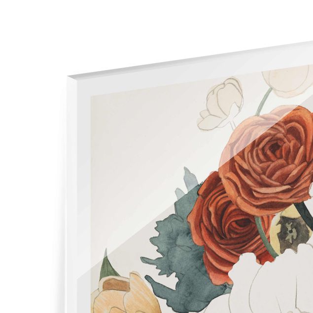 Obrazy Rysunek bukietu kwiatów w czerwieni i sepii