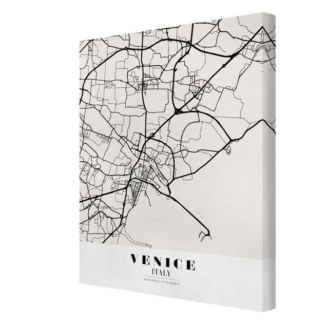 Czarno białe obrazki Mapa miasta Wenecja - Klasyczna