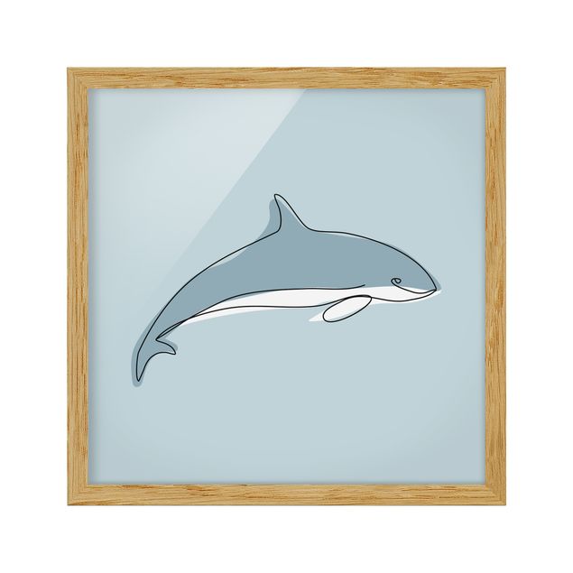 Obrazy w ramie zwierzęta Dolphin Line Art