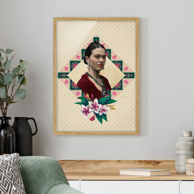 Obrazy w ramie artystyczny Frida Kahlo - Kwiaty i geometria
