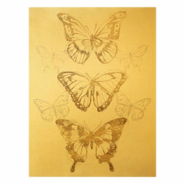 Obraz na płótnie Kompozycja z motyli w złocie II