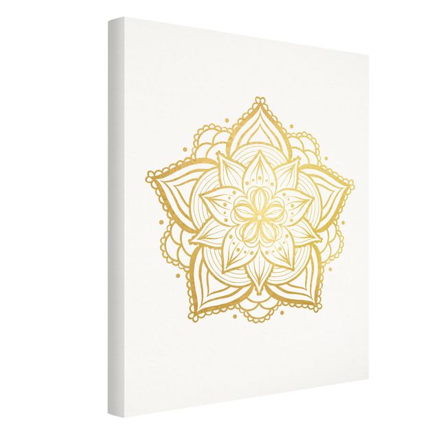 Nowoczesne obrazy Mandala Flower Illustration białe złoto
