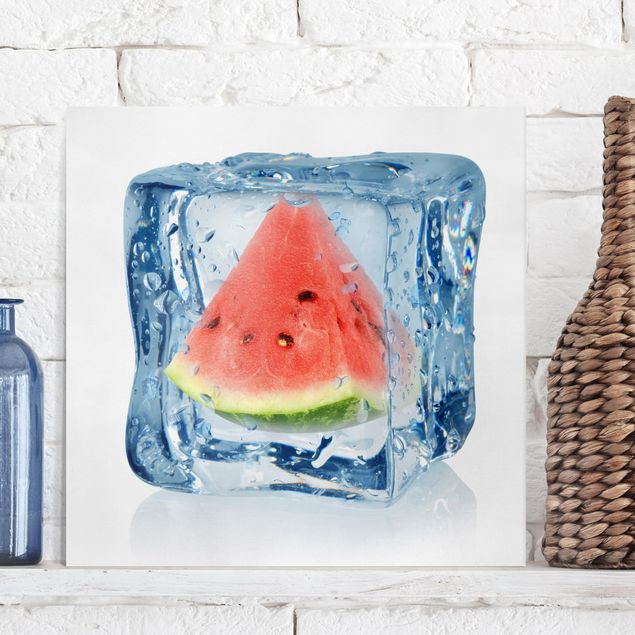 Obrazy owoc Melon w kostce lodu