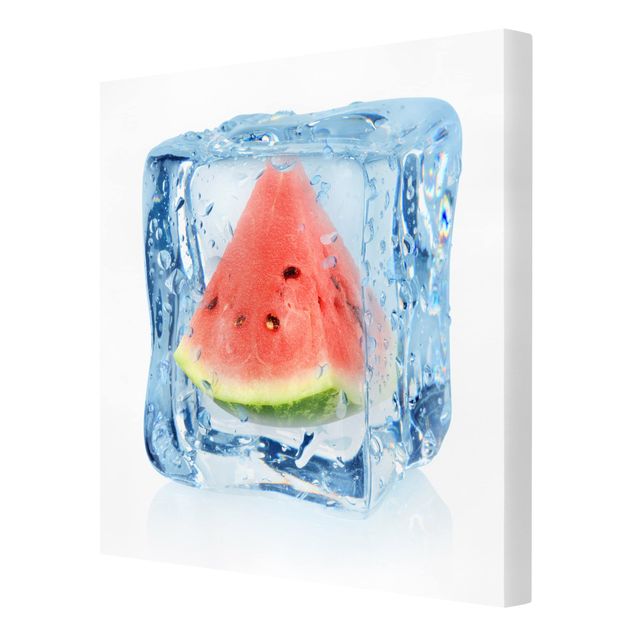 Obrazy drukowane na płótnie Melon w kostce lodu