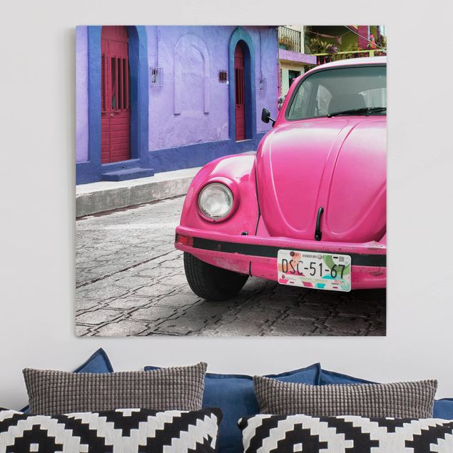 Obrazy samochody Różowy VW Beetle
