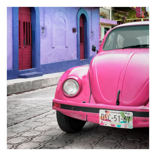 Obraz vintage Różowy VW Beetle