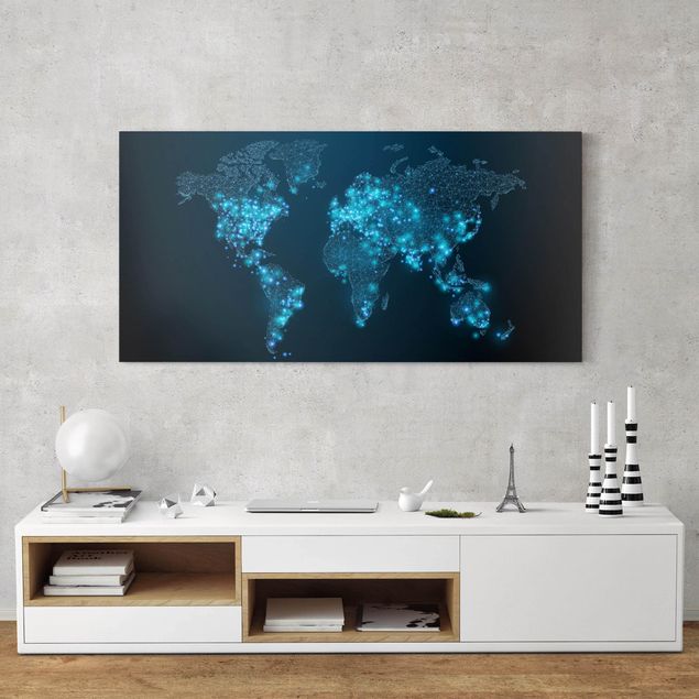 Nowoczesne obrazy Połączony świat Mapa świata