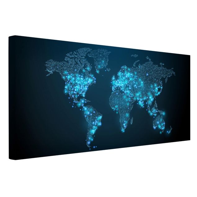 Obraz z niebieskim Połączony świat Mapa świata