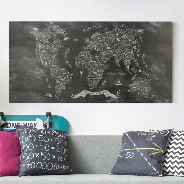Dekoracja do kuchni Kredka typograficzna Mapa świata