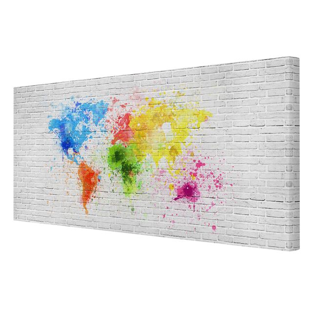 Obrazy na ścianę Mapa świata z białą cegłą