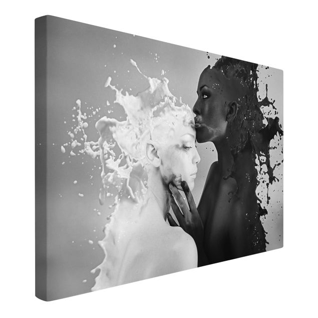 Obrazy portret Mleko i kawa pocałunek czarno-biały