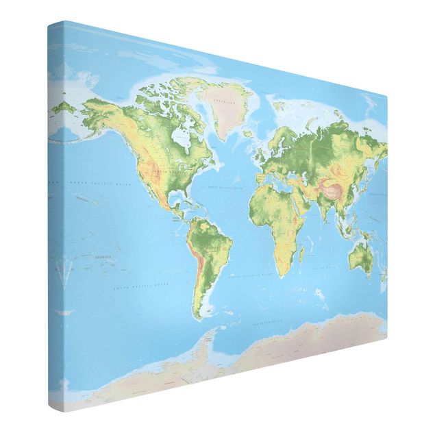 Obraz z niebieskim Fizyczna mapa świata