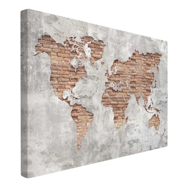 Obrazy nowoczesny Mapa świata Shabby Concrete Brick