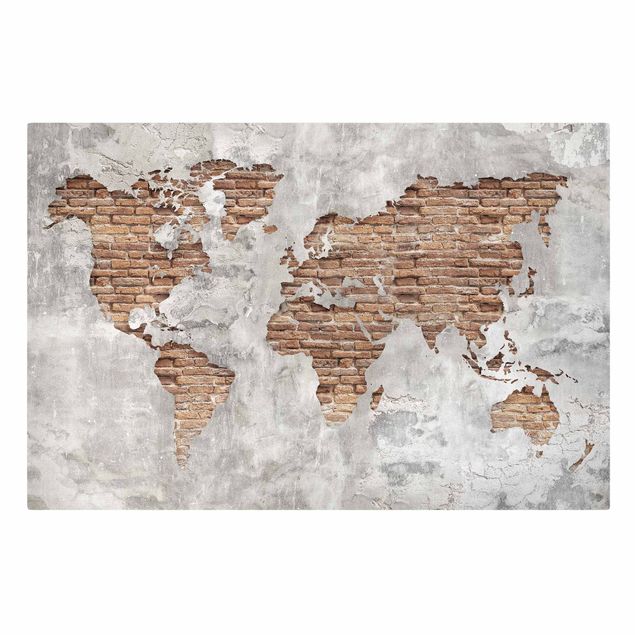 Obraz shabby chic Mapa świata Shabby Concrete Brick
