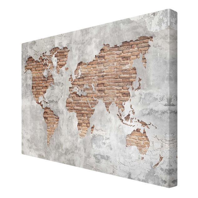 Obraz 3d Mapa świata Shabby Concrete Brick