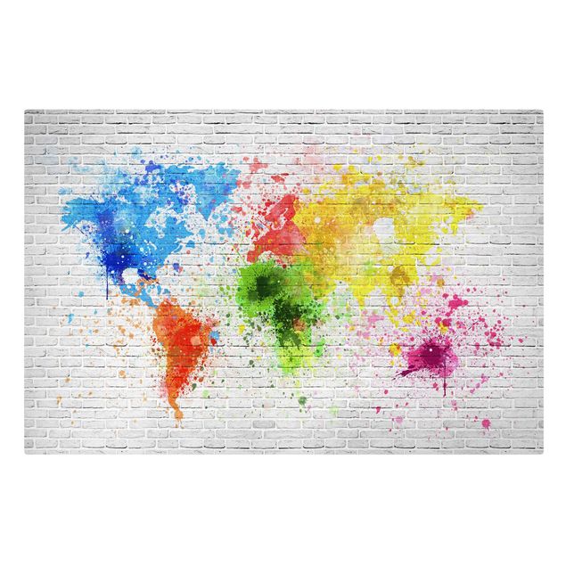 Obrazy 3d Mapa świata z białą cegłą