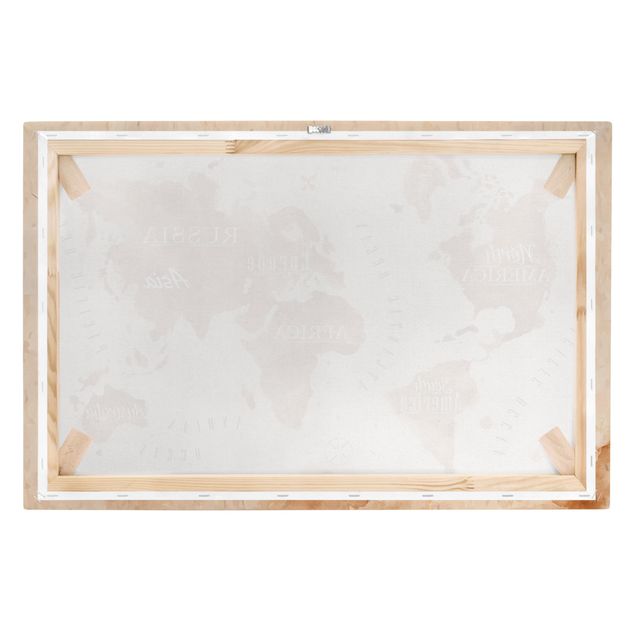 Obrazy na płótnie Mapa świata akwarela beżowo-brązowa