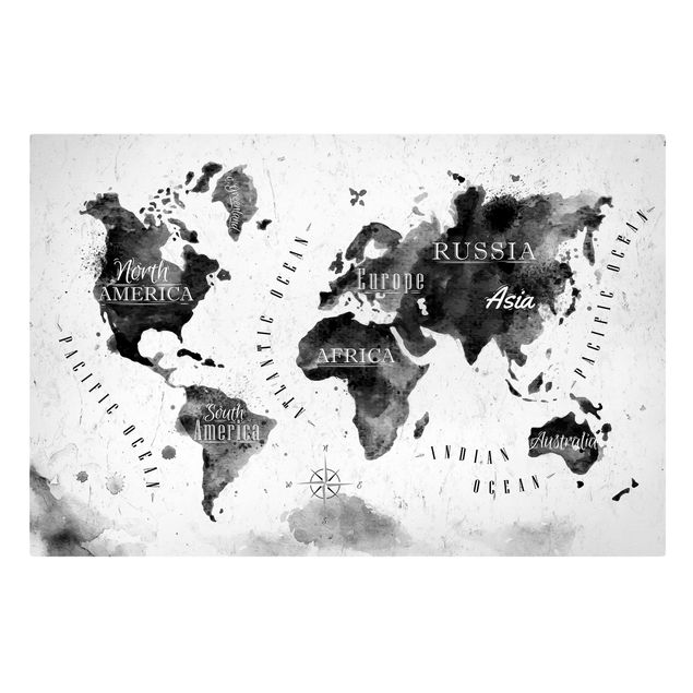 Sbraz mapa swiata Mapa świata akwarela czarna