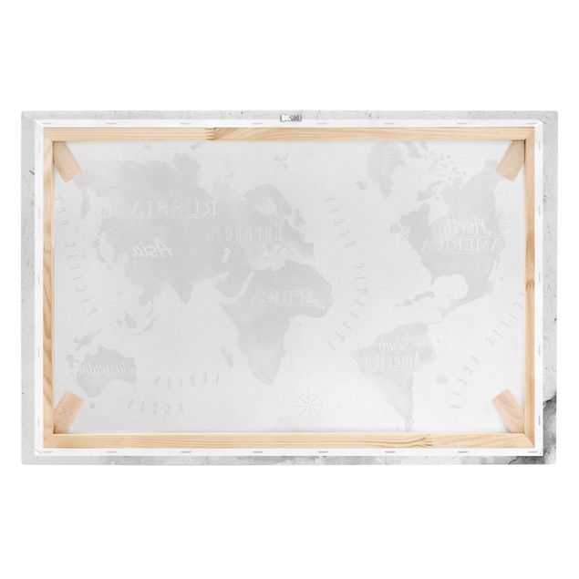 Obrazy drukowane na płótnie Mapa świata akwarela czarna